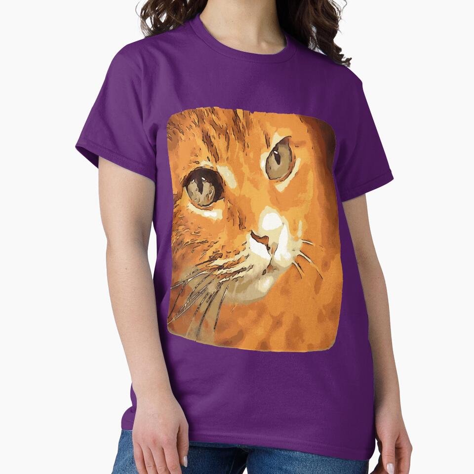 Orange Tabby Cat Face Black Outline Art by taiche