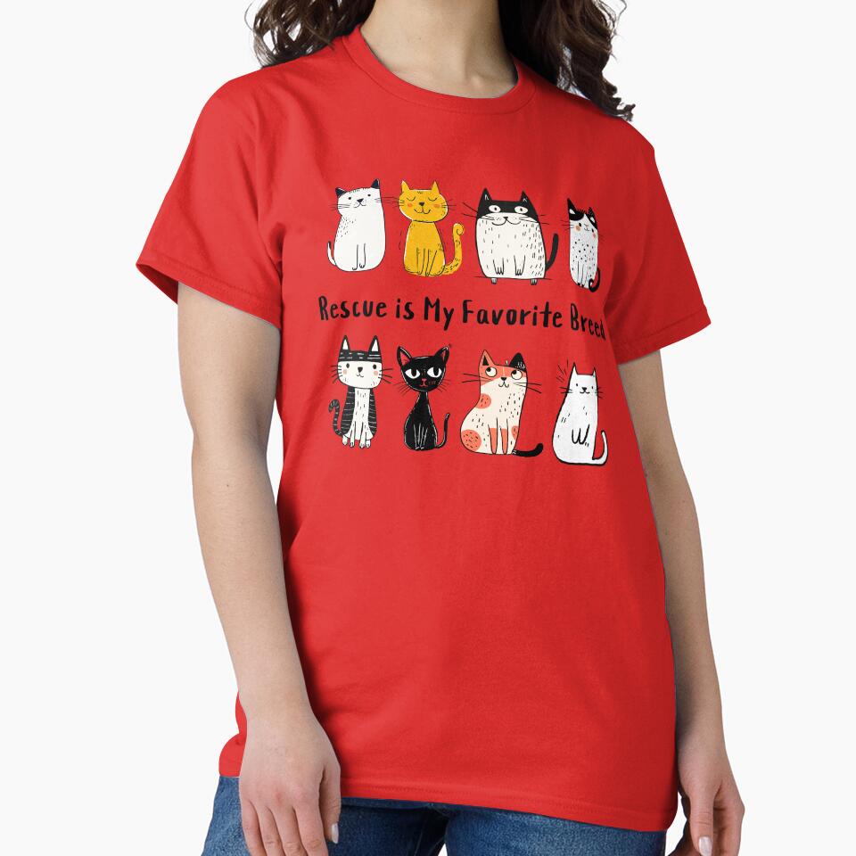 Rescue is My Favorite Breed Funny Cat by Sachie's Studio