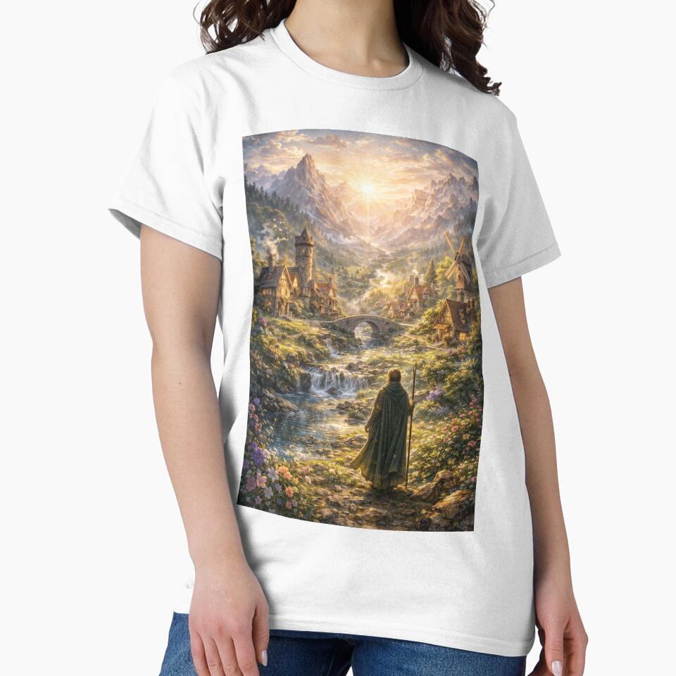 Enchanted Mountain Village – Fantasy Landscape Sunrise by DrizzyV