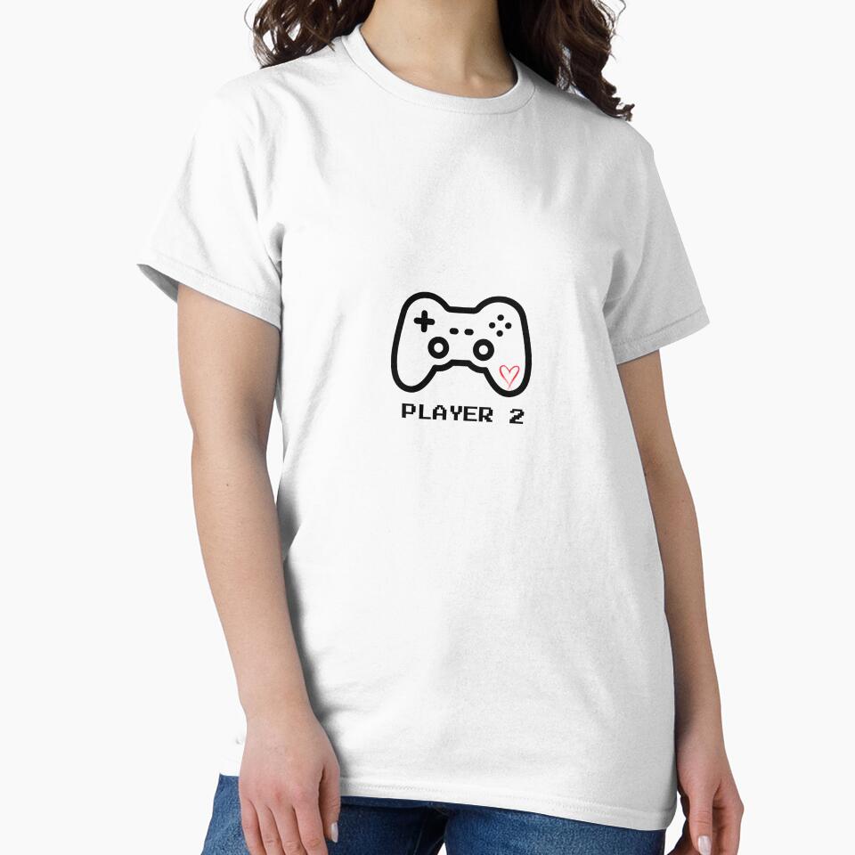 Gamer Couple Player 2 T-shirt - Valentine's Day Gift for Video Games by DuoDesign09