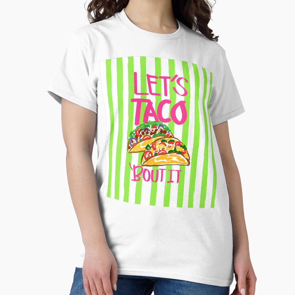 Let’s Taco ‘Bout It Vintage Lime Green Stripes Illustration by MaiZephyr