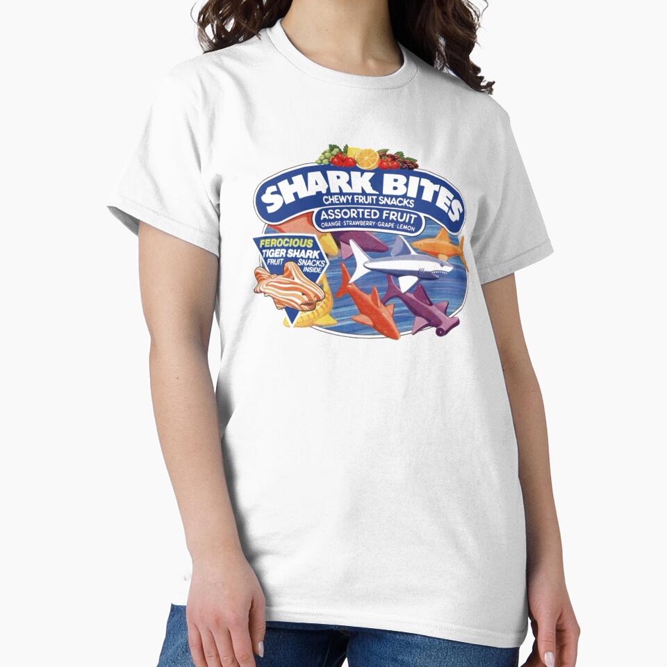 Shark Bites Fruit Snacks - Vintage Discontinued Candy Shirts by CineMania