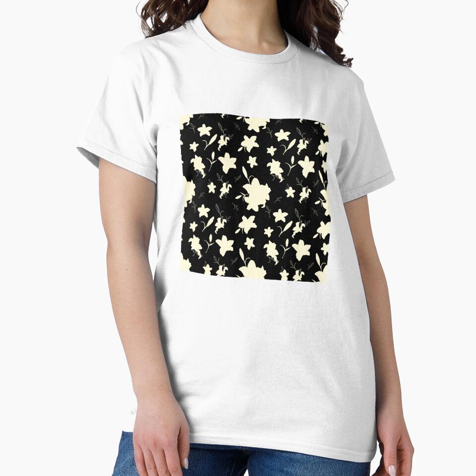 Bohemian Black and creamy Floral Line Art Pattern by Yana Mustafina | Boho Soulful Designs