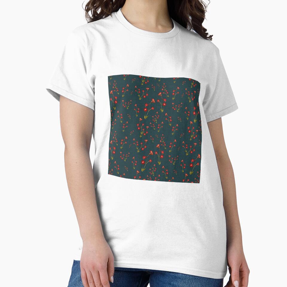 Flower red pattern a cute watercolor illustration turquoise by Yana Mustafina | Boho Soulful Designs