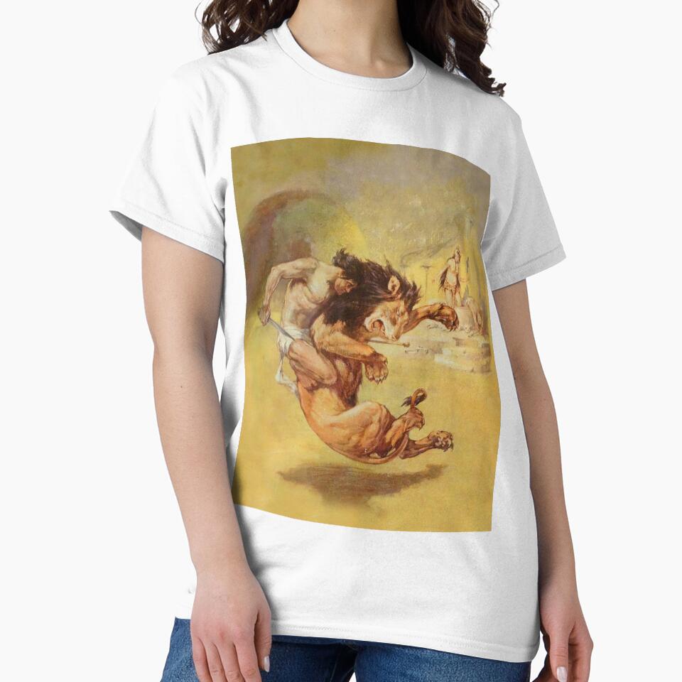 Tarzan wrestling a lion by Vintage Designs +