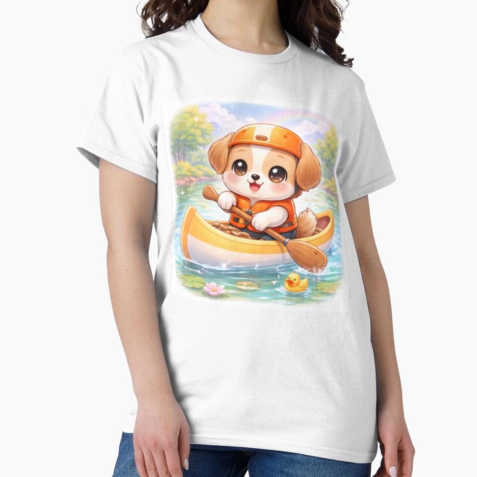 Kawaii Puppy Canoe Adventure - Cute Pastel Dog on the Water. by Lylysun