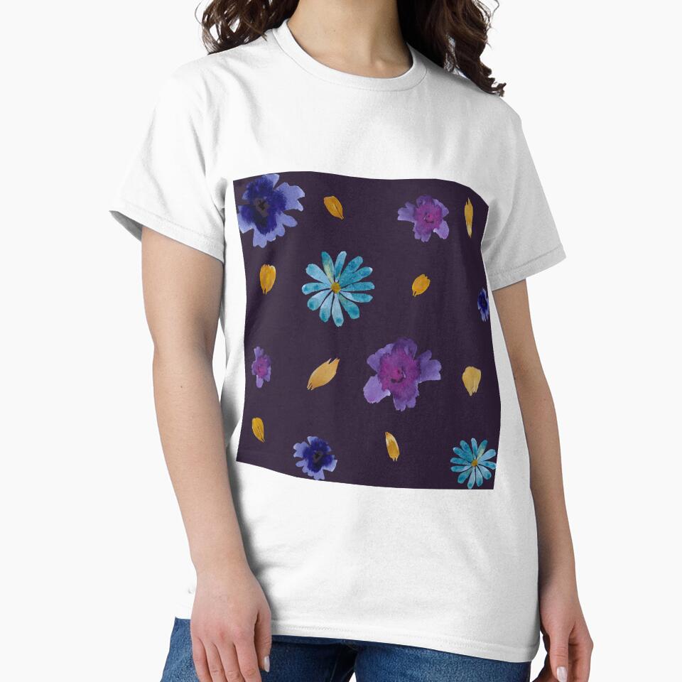 Viola daisy peony petal violet pattern watercolor by Yana Mustafina | Boho Soulful Designs