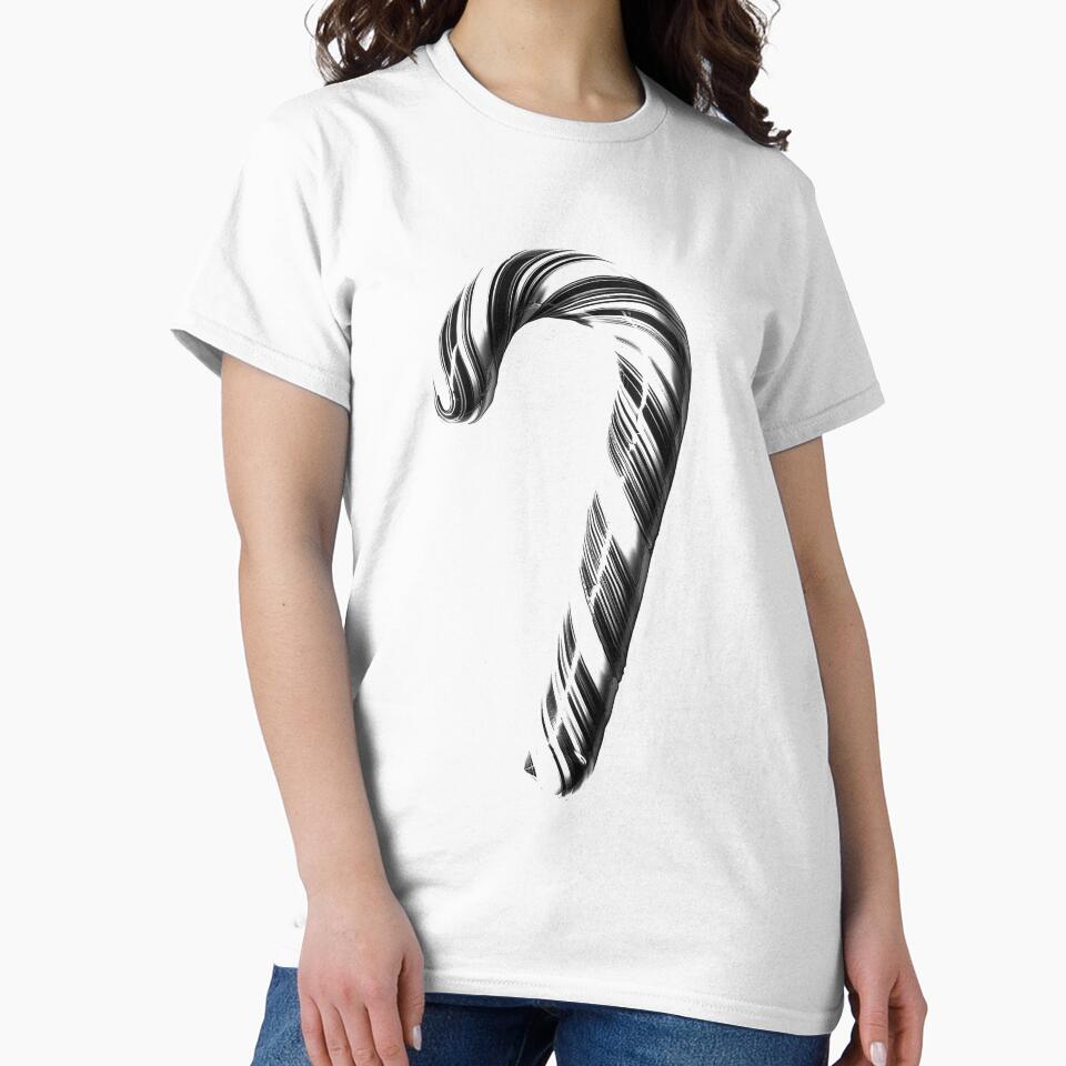 Black and White Candy Cane – Minimalist Christmas Art by inkoutninja