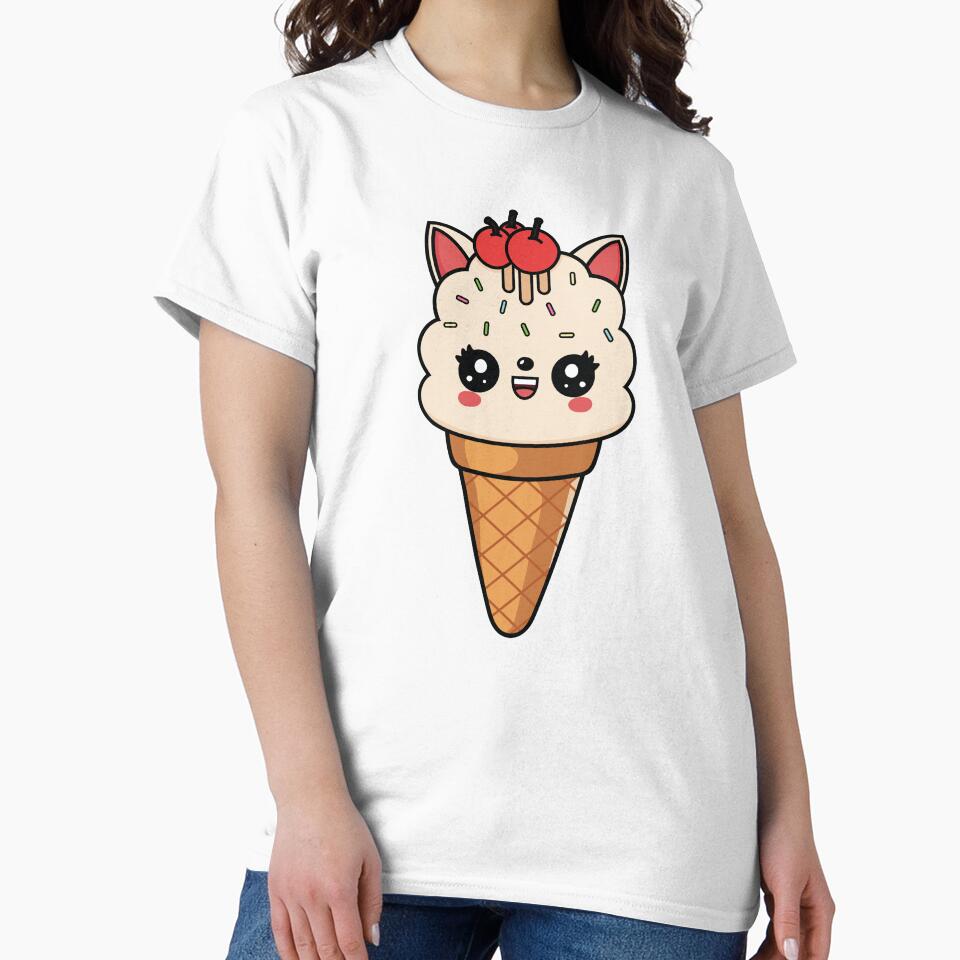 Kawaii Cute Cat Ice Cream – Sweet Kitty Dessert Illustration by MarshallStickerX
