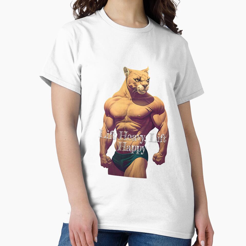 Lift Heavy, Lift HappyDesignBodybuilding Fitness Gym Workout Exercise Merch Print Design by tengamerx