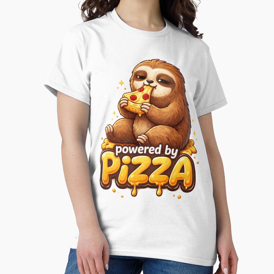 Powered by Pizza – Funny Sloth Pizza Design by Chilixi-Shop