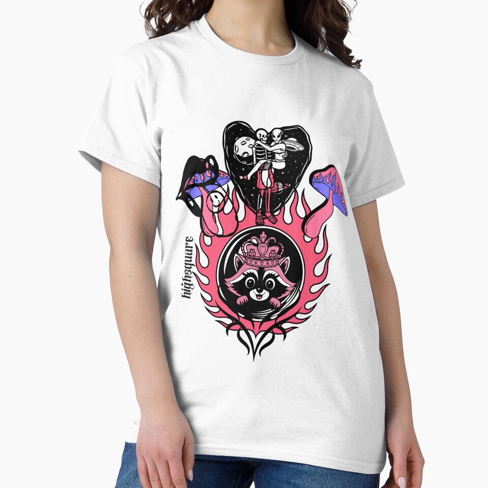 Cute Mushroom UFO Aesthetic – Pink Black Kawaii Space Art by HIGHSQUARE
