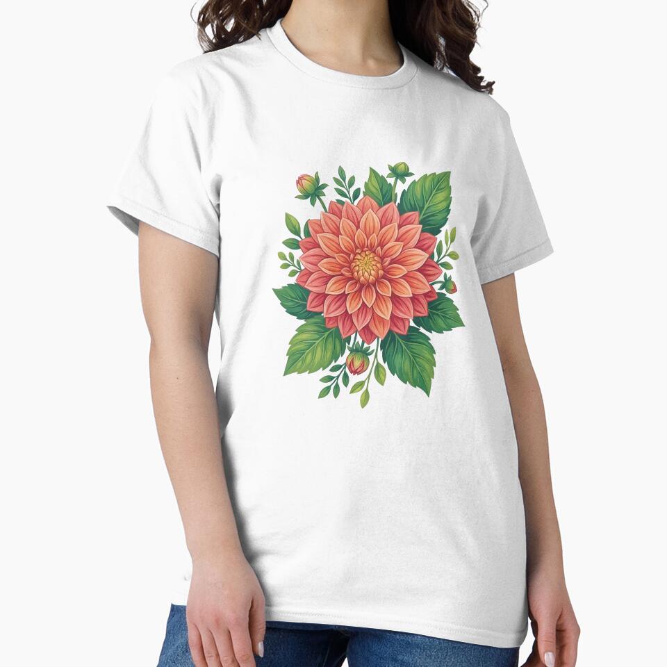 Vibrant Dahlia Flower Sticker – Botanical Floral Illustration by Infinite Art Lab