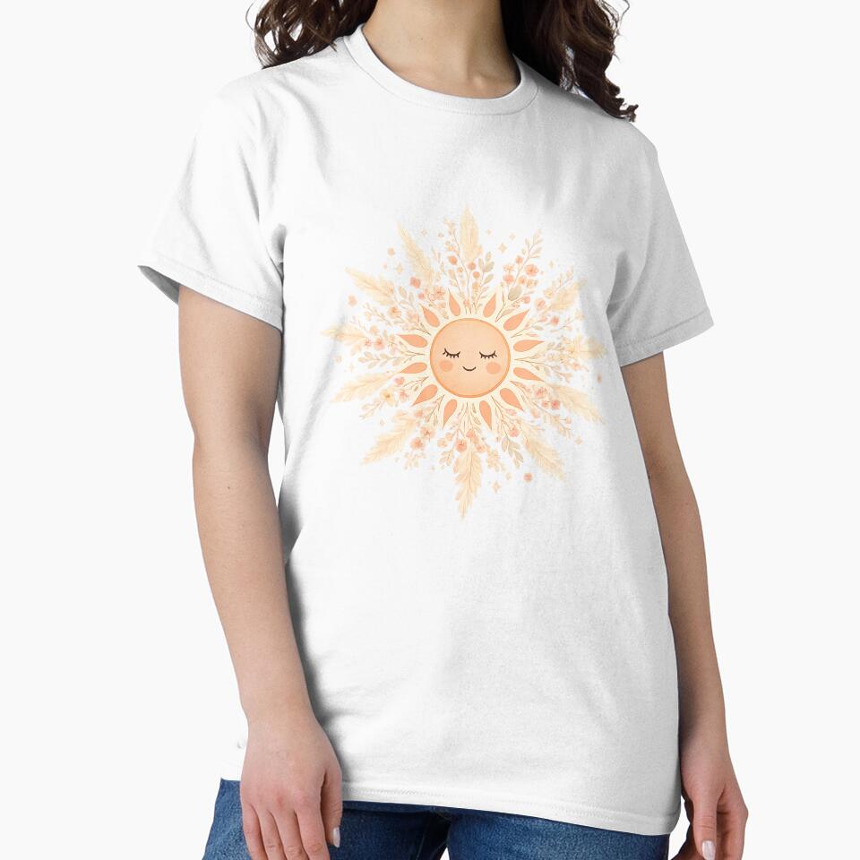 Boho Sun Face with Pampas Grass and Wildflowers — Celestial Floral Art by Art-Selling