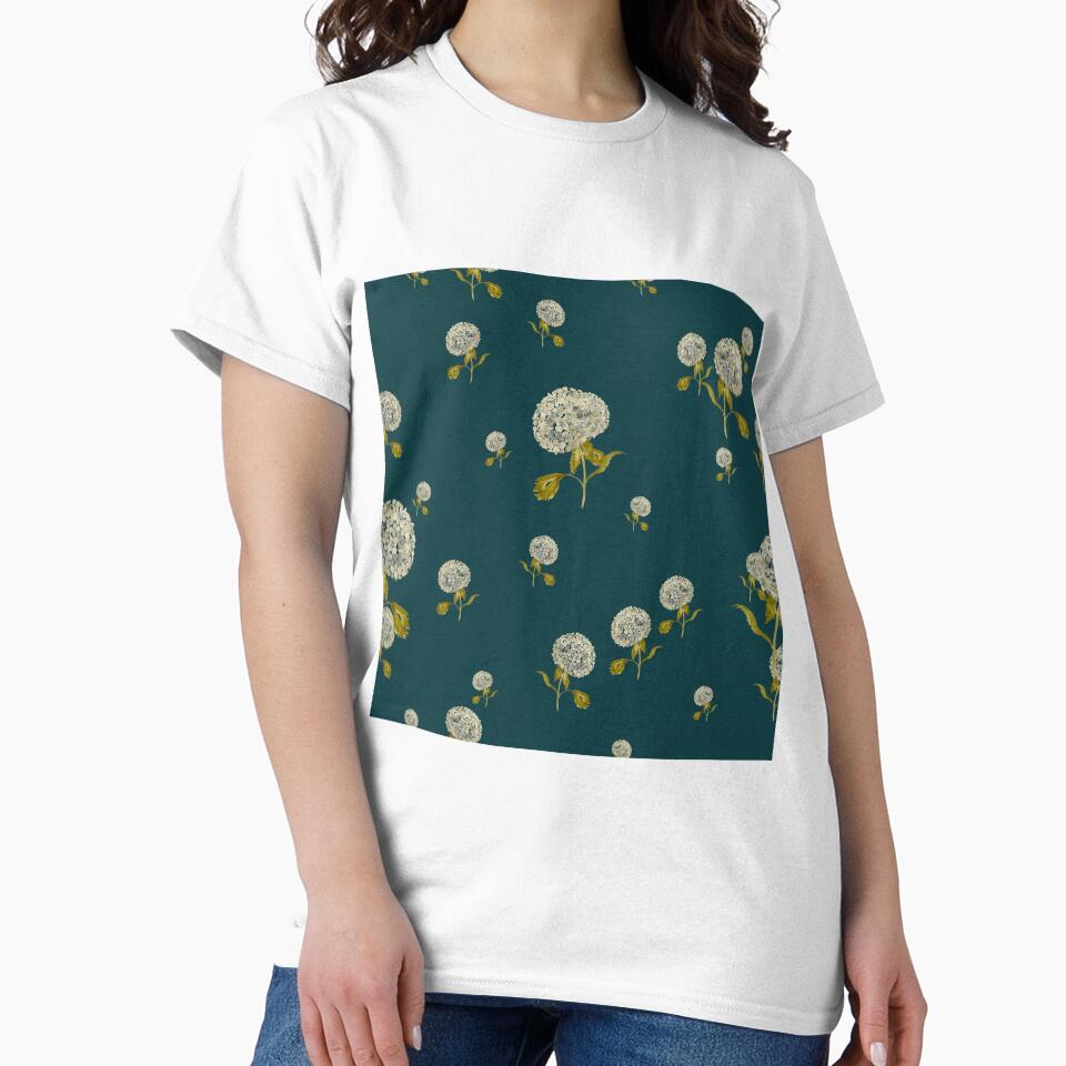 Hydrangea flower cute ornate pattern a watercolor turquoise by Yana Mustafina | Boho Soulful Designs