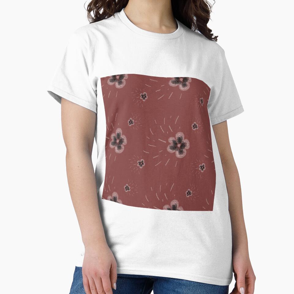 Flower flora stroke sketch pastel red pattern by Yana Mustafina | Boho Soulful Designs
