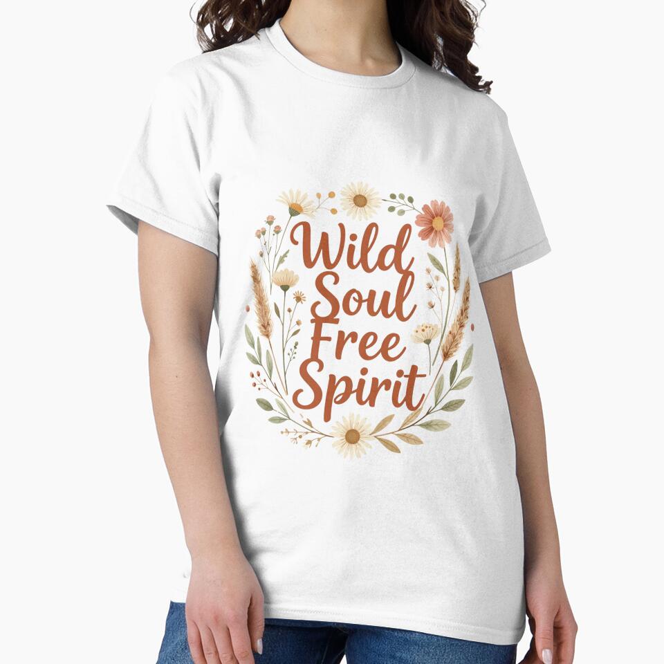 Wild Soul Free Spirit Boho Floral Design | Aesthetic Wildflower Graphic by Zyynpixel