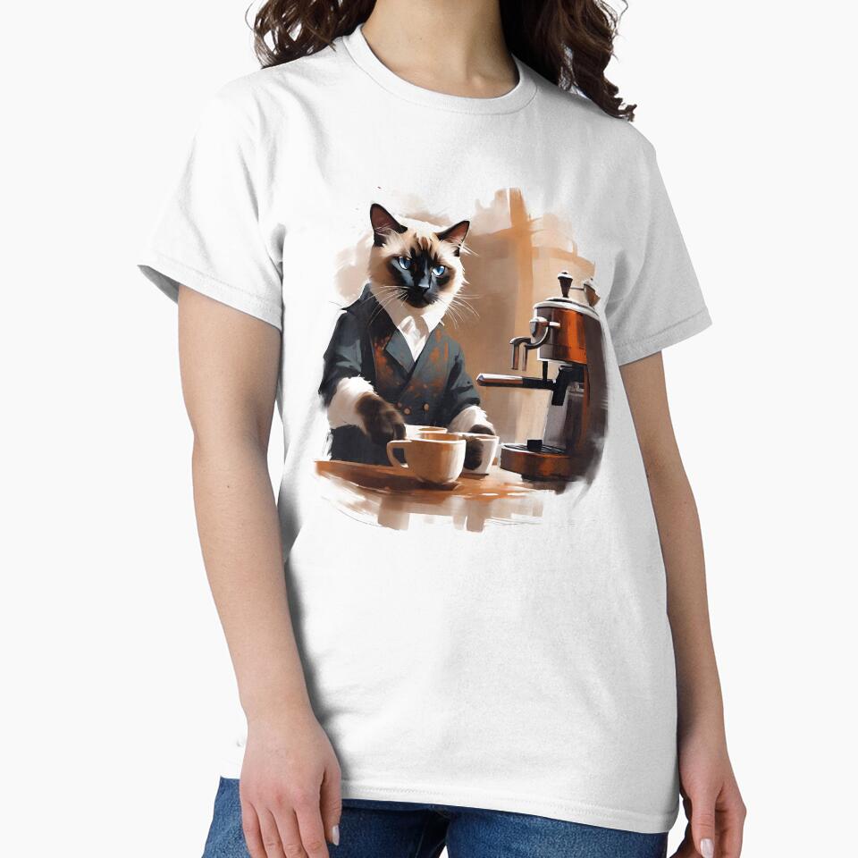 Siamese Cat Making You A Coffee by KaiLabsArt