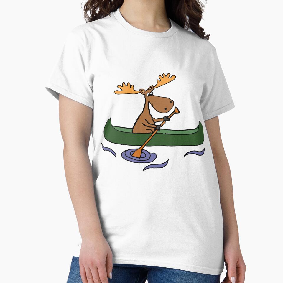 Funny Moose Canoeing Cartoon by Nature's Fancy