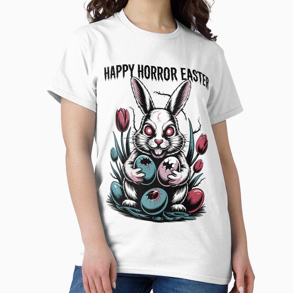 Horror Easter Bunny with Eggs and Flowers by graphicnew