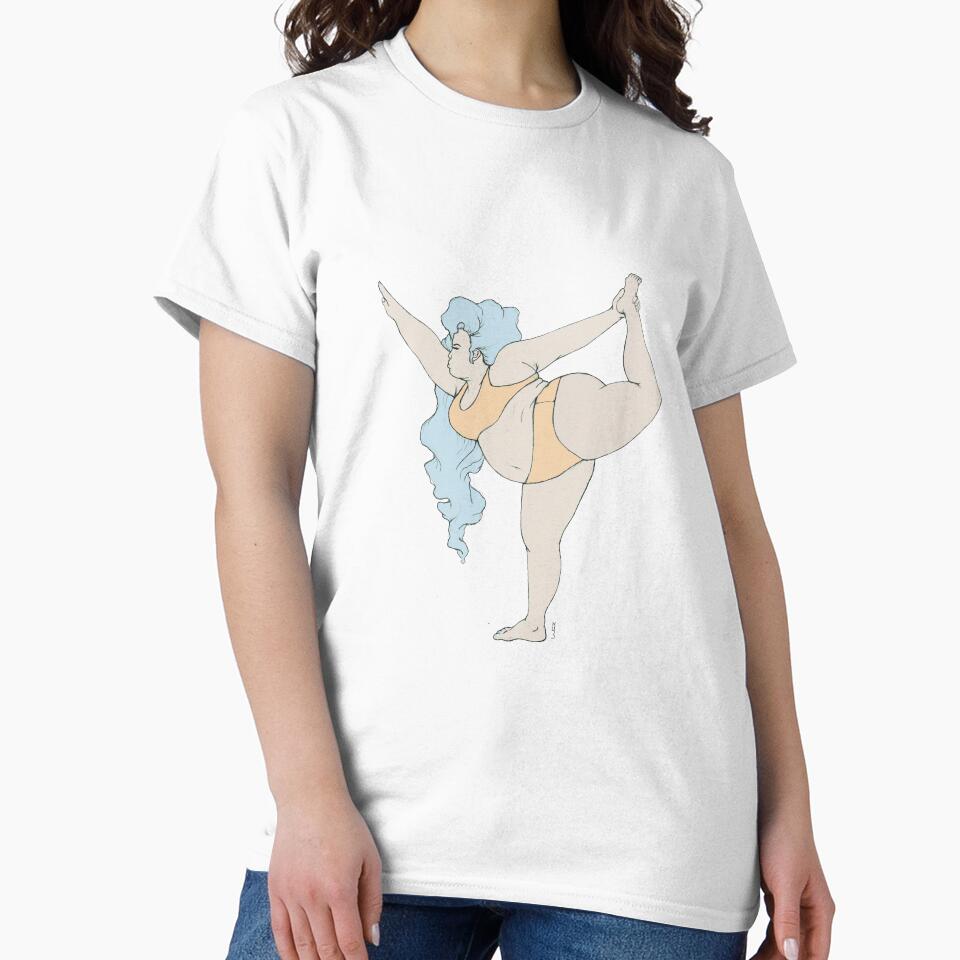 curvy blue hair woman  practice yoga asana dancer pose by Pastelove