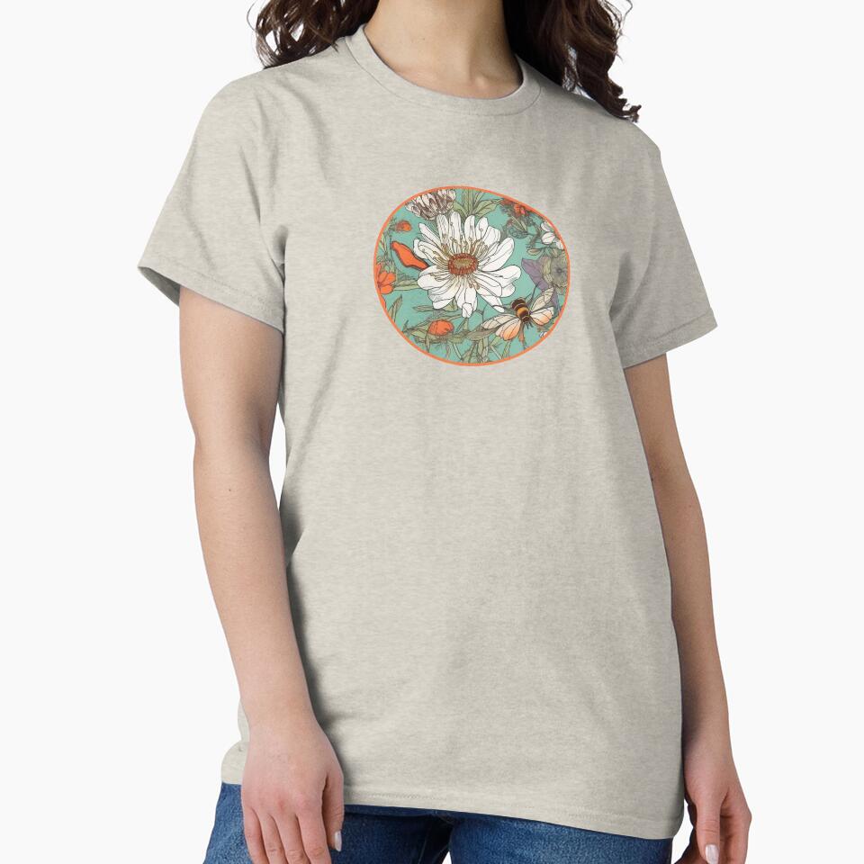 Happy Spring Summer Flower garden with Bees and Pretty Wildflowers by EmilyFNM3D