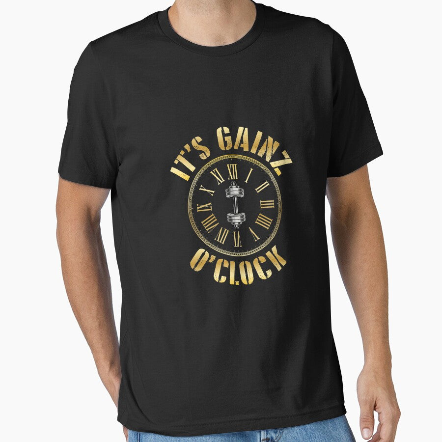 Gainz O'clock | gym shirts | men fitness | funny exercise shirt | funny fitness shirts | workout clothes | fitness motivational gym shirts | workout shirt by Kreature Look