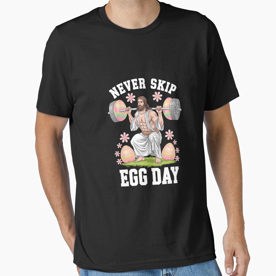 Never Skip Egg Day Funny Easter Jesus Leg Day Gym by Morphologiona