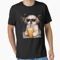 Cool Shih Tzu Drinking Iced Coffee with Sunglasses – Funny Aesthetic Dog Art, Cute Puppy Coffee Lover Design by BrainBubbleArt