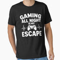 Gaming All Night Is My Escape - Funny Retro Gamer Quote by Axivra