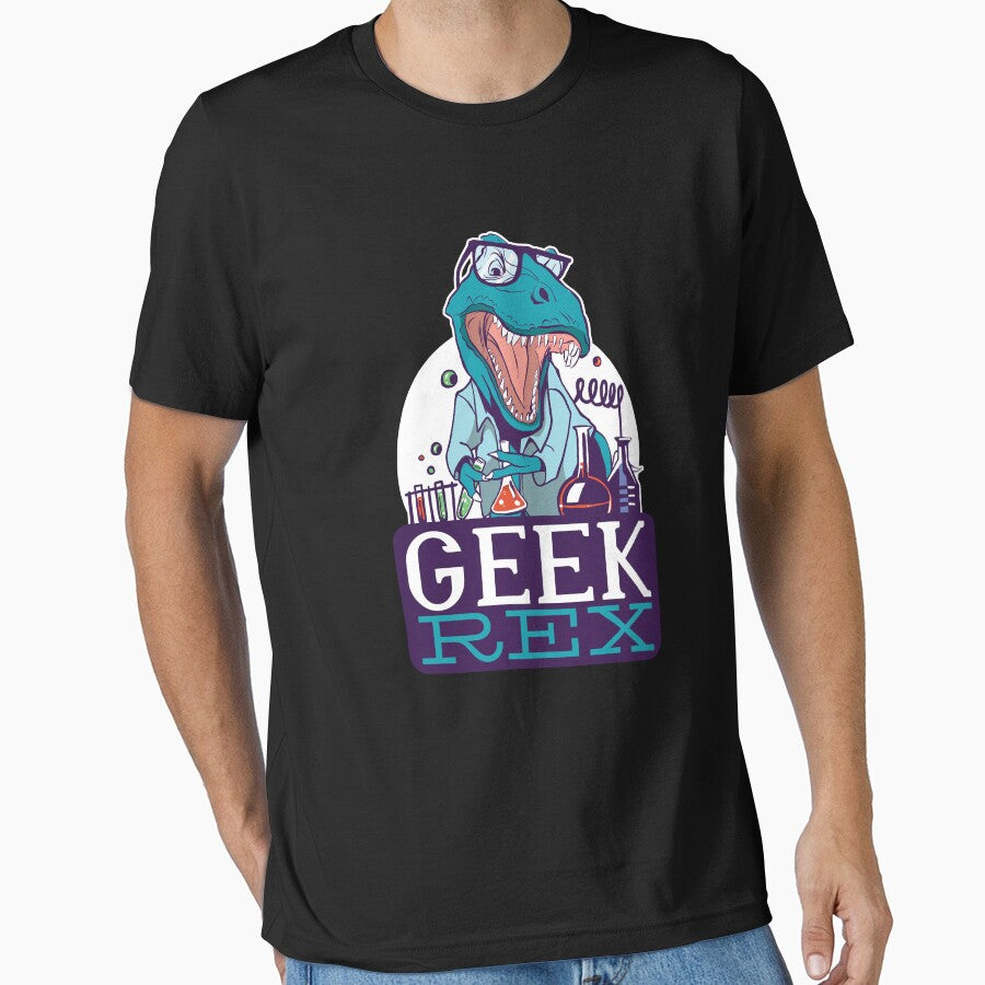Geek Rex Dinosaur Nerd Gamer Fun Art by Mido tee art shop