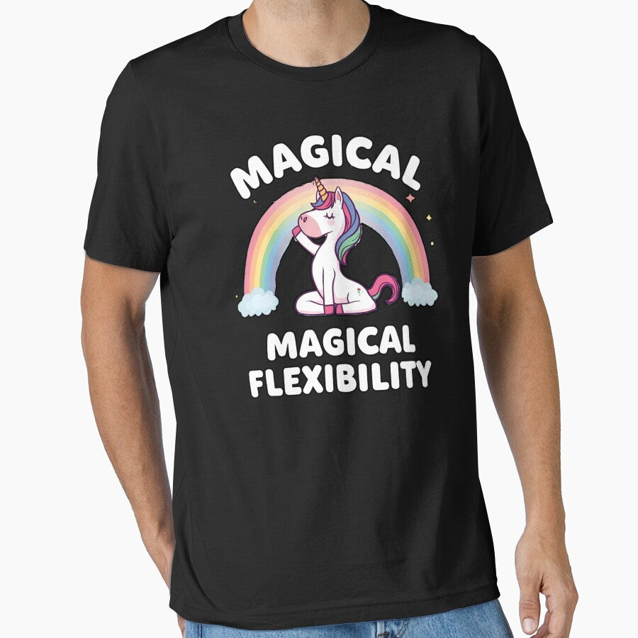 Unicorn doing yoga pose and rainbow aura shining, Magical Flexibility 6 by Neon G