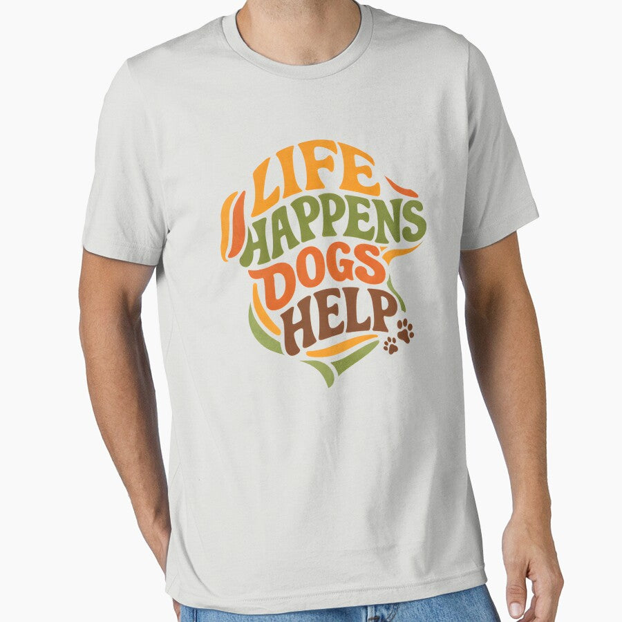Life Happens Dogs Help Retro Typography by LunaMagicStudio
