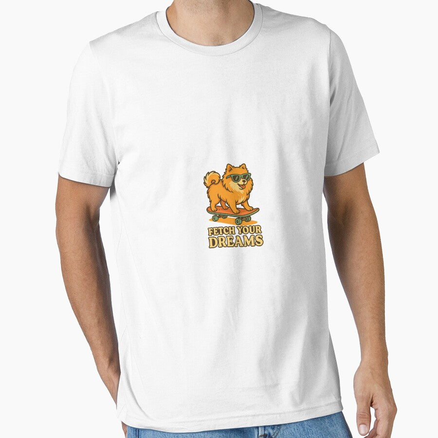 Fetch Your Dreams – Funny Pomeranian Dog Cartoon Design by Stay-Pawsome