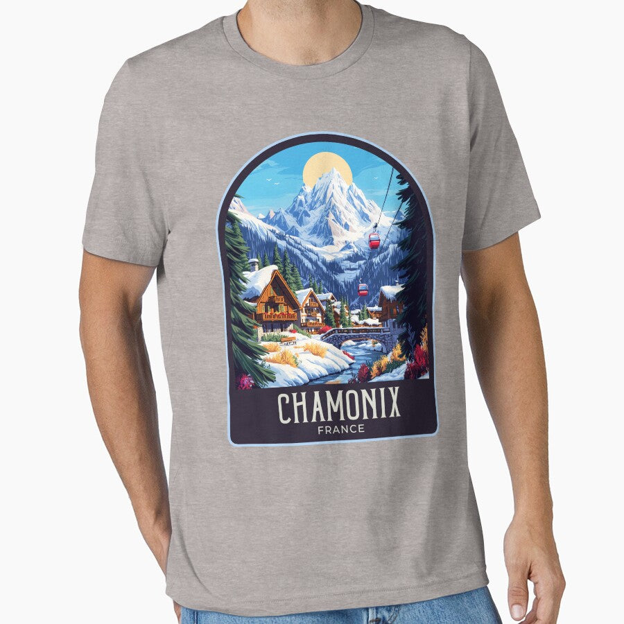 Chamonix Vintage Travel Illustration by HomeLivingCo