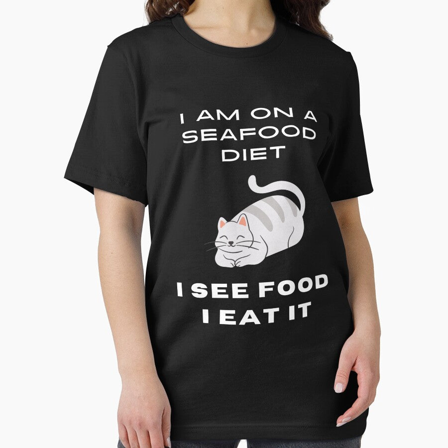 I am on a seafood diet i see food i eat it | Non-veg lover | Cute cat | Food lover | T-shirts & Hoodies by Madhavarora