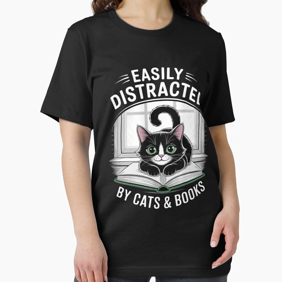 Easily Distracted By Cats & Books Black Cat And Book Lover by KingsLife1994