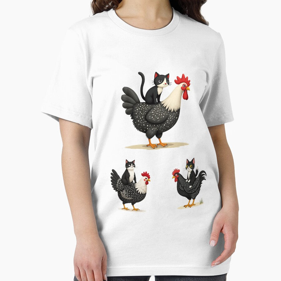 Cat Riding a Chicken – Funny & Whimsical Animal by YoriTeeShop