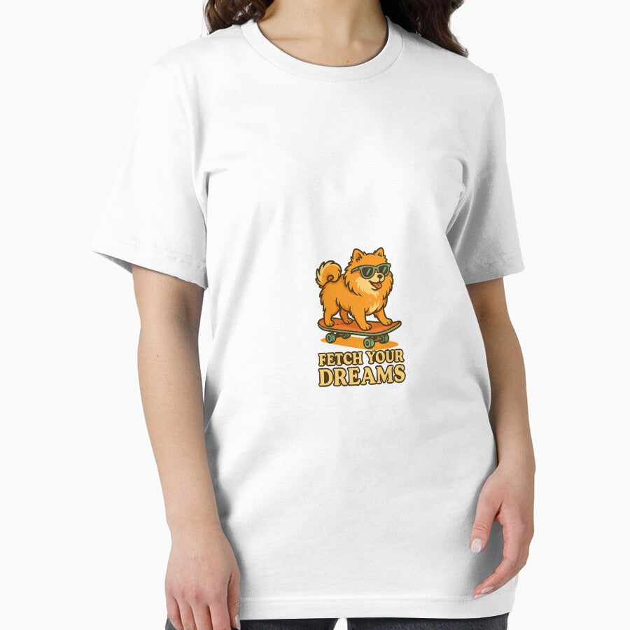 Fetch Your Dreams – Funny Pomeranian Dog Cartoon Design by Stay-Pawsome