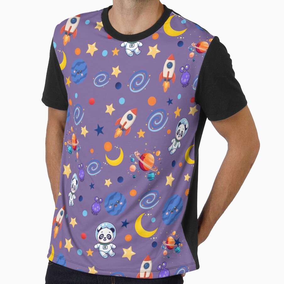 Cute Space Panda Seamless Pattern - Kawaii Astronaut Galalxy Design by ArtiFize Store