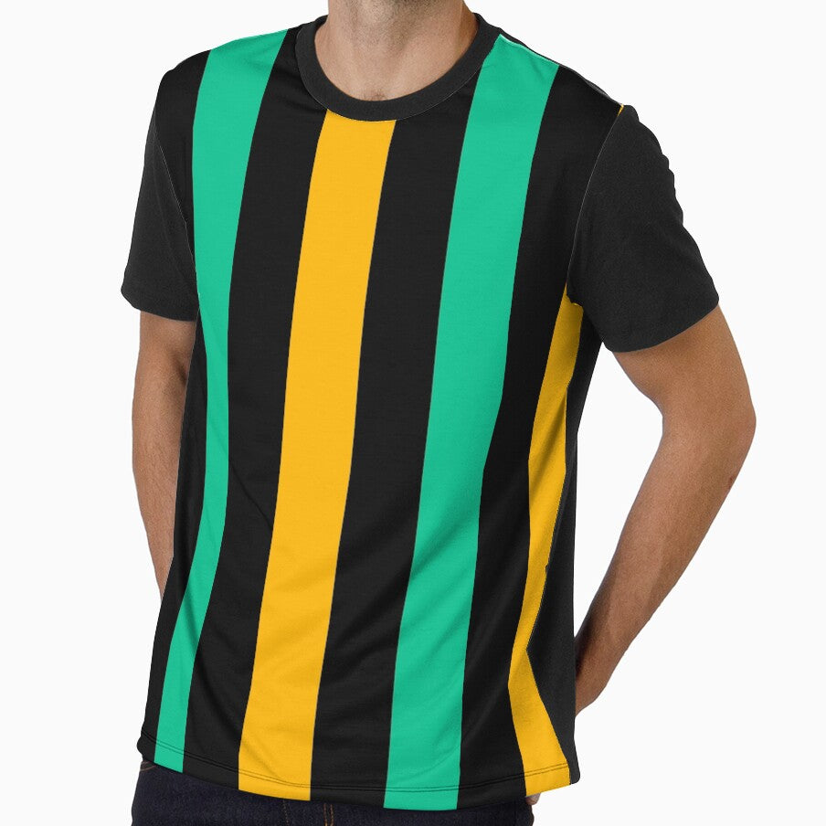 Black Orange and Green Vertical Stripes by AbstractIdeas