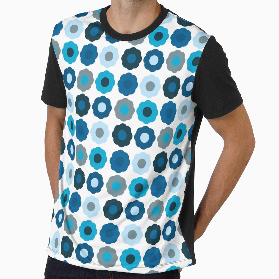 Retro Mod Abstract Blue Flowers by pugmom4
