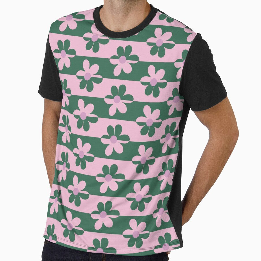 Retro Floral Pattern - Green Pink 2 by technicolorable_art