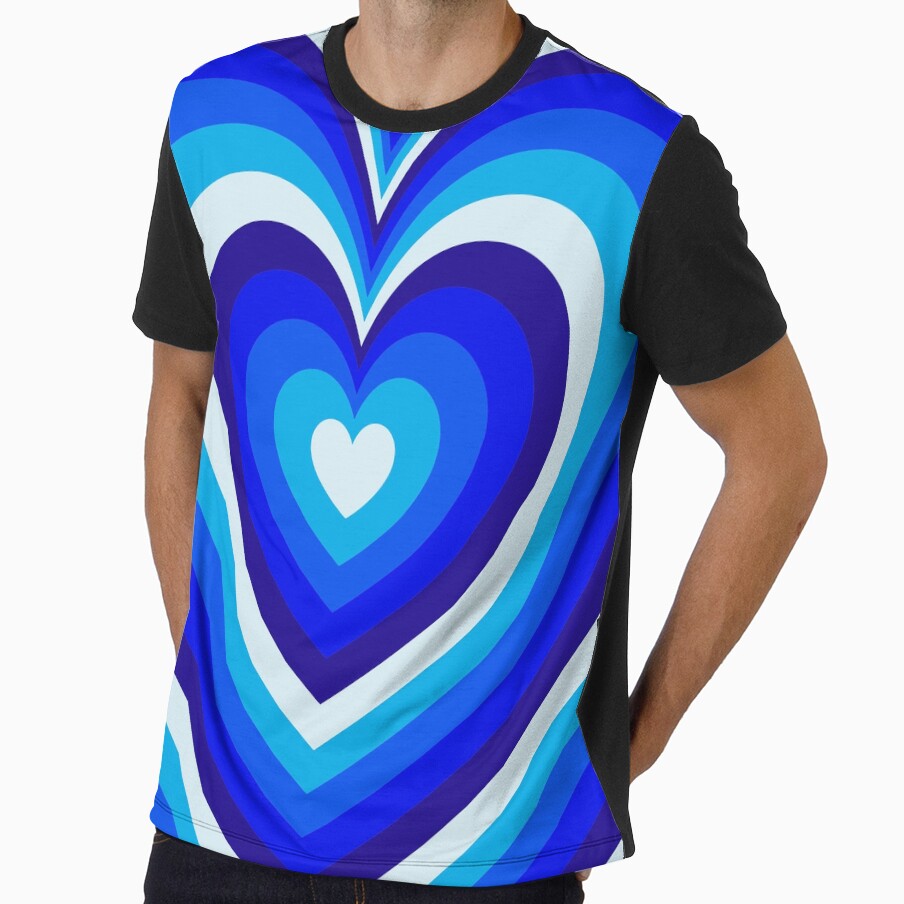 Blue Aesthetic Hearts Retro Y2K Concentric Pattern by Aesthetic Crew