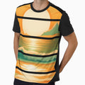 Retro Sun Beach Ocean Mountains Sky AI Art - Orange by Beachy