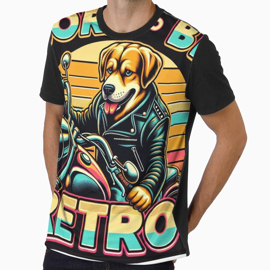 A retro-style "Born to Be Retro"III, retro dog shirt, Motorcycle T-shirt, vintage retro bike gift, funny tshirts, funny Gift by LoliDesignShop