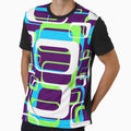 Neon Green and Light Blue 60s Inspired Retro Shapes by TotallyRetroArt