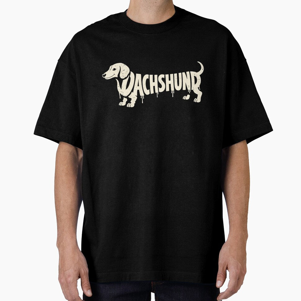 Dachshund Typography Dog Silhouette Funny Wiener Dog Design by VibeOffline Studio