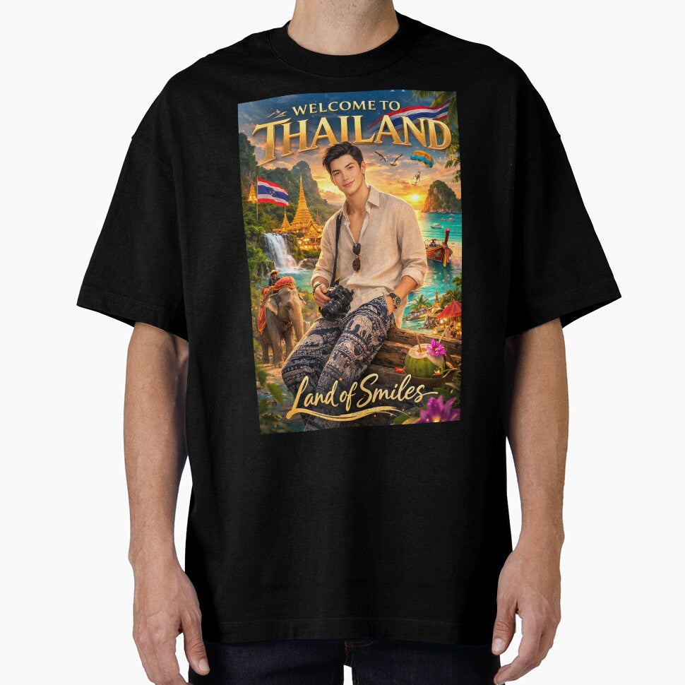 Welcome to Thailand – Land of Smiles | Tropical Travel Poster | Thai Culture & Bangkok Adventure Illustration by Inkora-Art