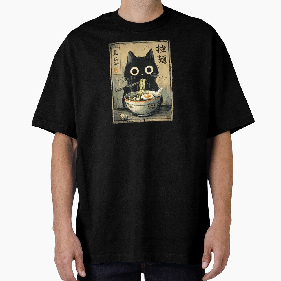 Kawaii Ramen Cat Retro Japanese Noodles Artwork by cawtoon
